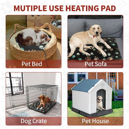 GOLOPET Extra Large Dog Heating Pad 47x30 in with Smart Thermostat Switch and Power Line Protection Tube,Obtained MET and UL Dual Certification,Waterproof Pet Heating Pad for Dogs-Black