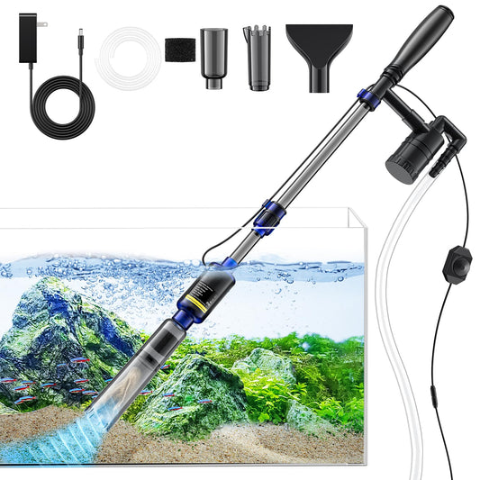 Fish Tank Cleaner, Aquarium Gravel Cleaner, 530GPH/32W Electric Fish Tank Cleaning Tools, Adjustable Water Flow Fish Tank Gravel Cleaner Vacuum, Aquarium Cleaner Kit for Water Chang, Wash Sand (Blue)