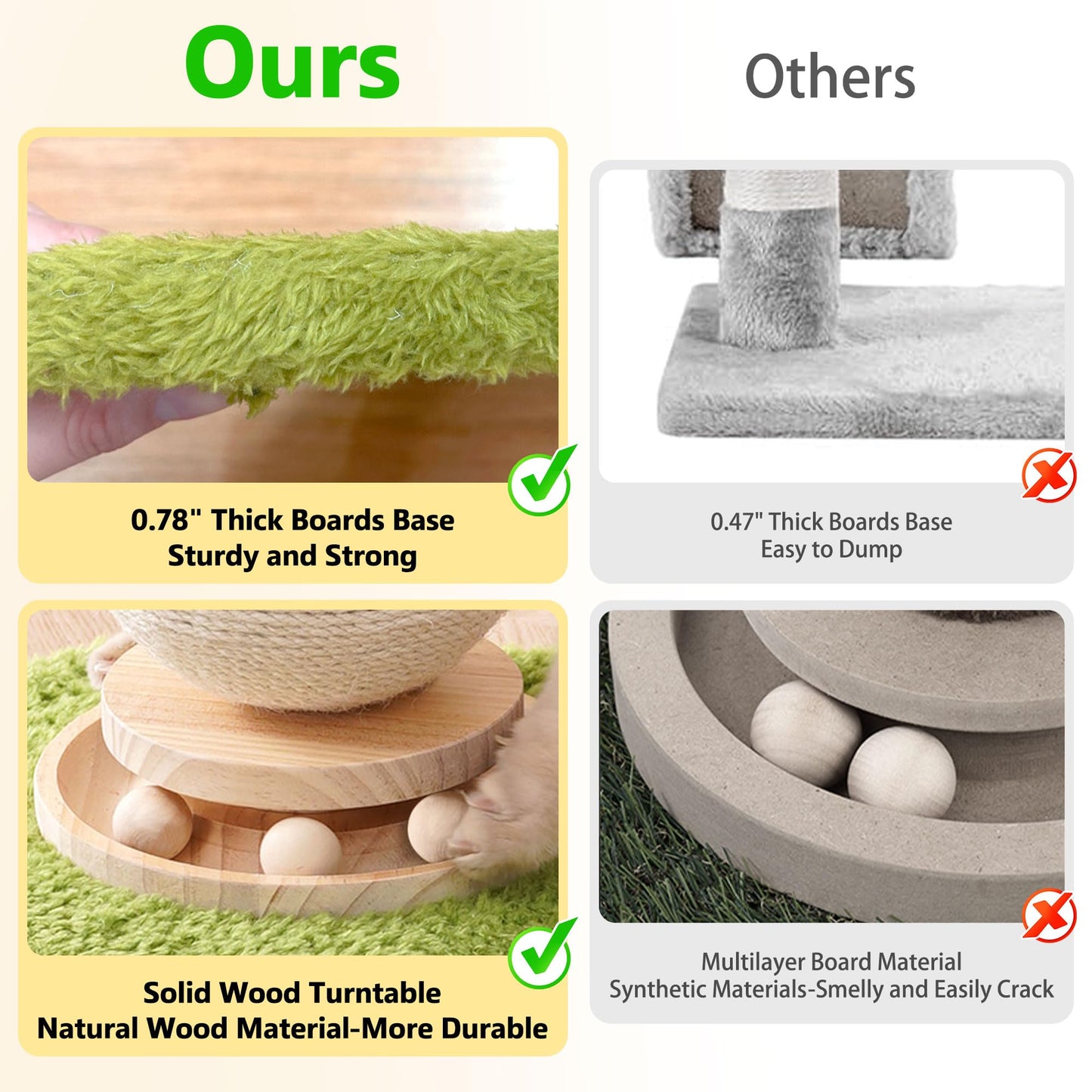 Cute Cat Scratching Post, Carrot Cat Scratcher Post with Durable Natural Wooden Turntable Toy and Catnip, 24'‘ H Carrot Shape Design Sisal Cat Tree Sisal Scratcher for Indoor Cats (Cloud Base)