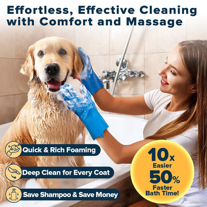 Augwind 6PCS Pet Grooming Kit for Dogs,Cats and Horses | Dog Washing Gloves | Dog Bath Brush | Dog Bath Gloves | Dog Shampoo Brush | Pet Grooming Gloves | Dog Bath Supplies (Navy Blue)