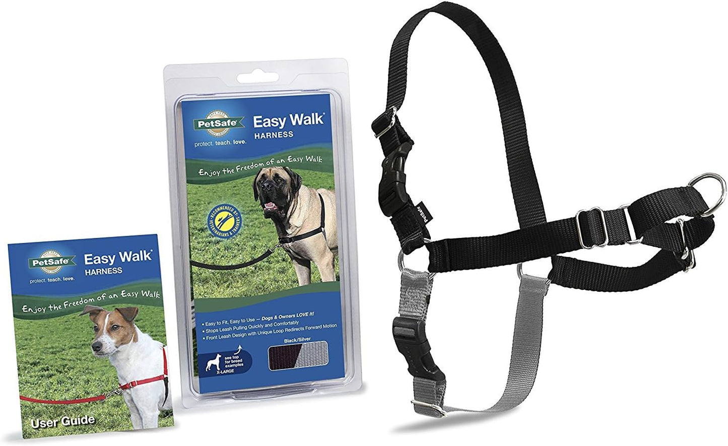 Petsafe Easy Walk No-Pull Dog Harness - the Ultimate Harness to Help Stop Pulling - Take Control & Teach Better Leash Manners - Helps Prevent Pets Pulling on Walks - X-Large, Black/Silver