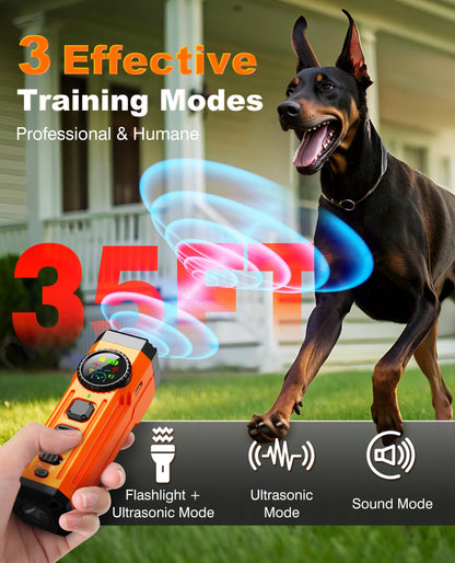 Anti Barking Device for Dogs with Smart Display, 3X Sonic Emitters Dog Bark Deterrent Devices, Dual-Frequency Effective and Humane Bark Control 50ft Ultrasonic Bad Behevior Correct Dog Training Device