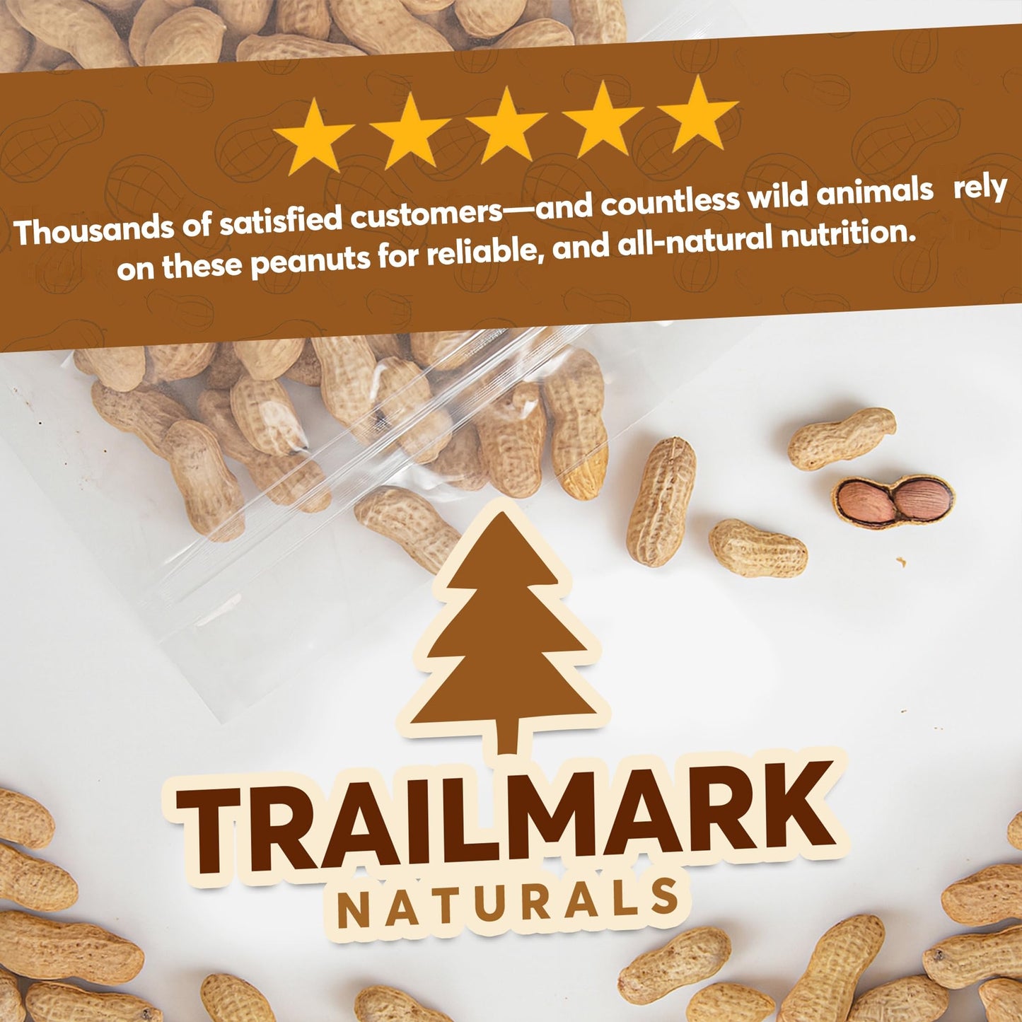 Trailmark Naturals - 5 LB - Raw Peanuts For Squirrels, Raw In Shell Peanuts For Birds and Wildlife- Squirrel Food, Wild Bird Seed - Grown in The USA