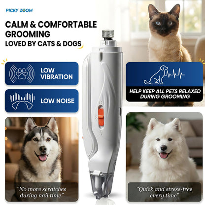 2-in-1 Dog & Cat Nail Clippers and Grinder with Light – Upgraded Safety Guard to Avoid Overcutting, Sharp Blade, Painless Quiet Pet Nail Claw Trimmers, Professional Grooming Tool for Large Small Pets