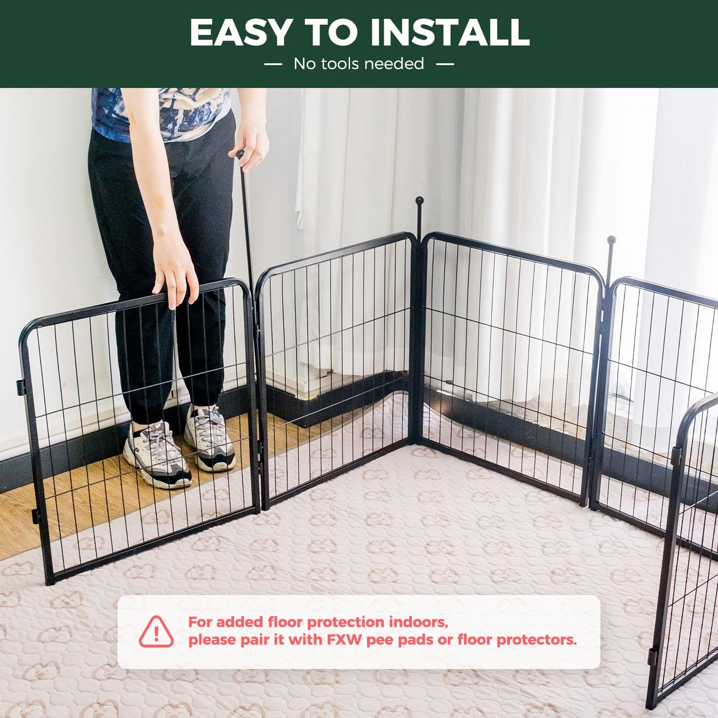 FXW Rollick Unleashed Dog Playpen for Indoor, Yard, RV Camping, 24 inch 16 Panels for Small and Puppy Dogs, Black│Patented