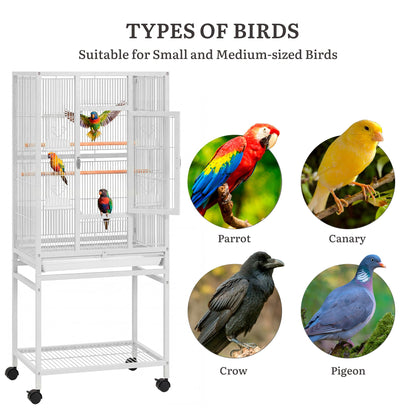 YITAHOME 53.9 inches Metal Bird Cage for Parakeets: Large Parrot Cages with Seed Catcher & Birdcage Cover with Rolling Stand & Brakes for Lovebirds Cockatiels Pigeon Finches