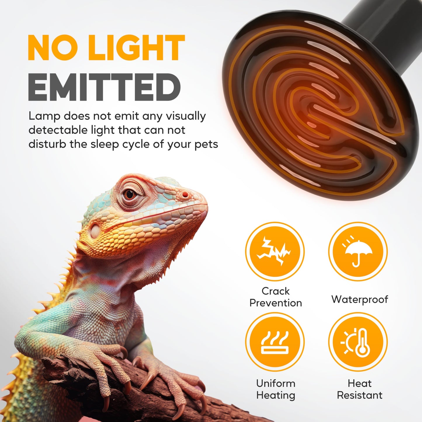 HealSmart 150W Reptile Heat Lamp Ceramic Heat Emitter, No Light Emitting Heat Bulbs, Suitable for Snake/Lizard/Spider, Plant Growth and Incubating Chicken, 2-Pack