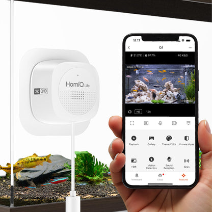HOMIQ LIFE 3MP 2K Aquarium & Terrarium Pet Camera.Install &Close-Focus Lens for Fish,Lizard, Reptile Pet and Window Bird Feeder,2.4GHz & 5GHz WiFi,Auto-Focus,24/7 Recording