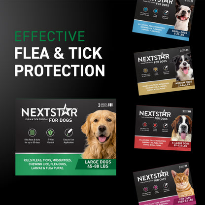 NEXTSTAR Flea and Tick Prevention for Dogs, Repellent & Control, Fast Acting Waterproof Topical Drops, Flea and Tick Prevention for Large Dogs, 6 Monthly Doses
