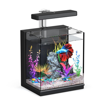 Betta Fish Tank, 2 Gallon All-in-One Aquarium Kit with Filtration & LED Light, Self-Cleaning Aquarium for Beginners, Kids, Gifts for Men，Teen Boys