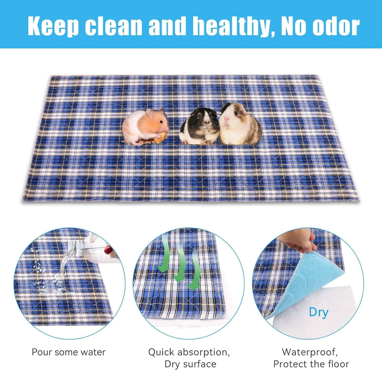 2 PCS Guinea Pig Cage Liner,Guinea Pig Bedding, Pet Supplies Guinea Pig Pee Pads Pet Supplies(24"x47")