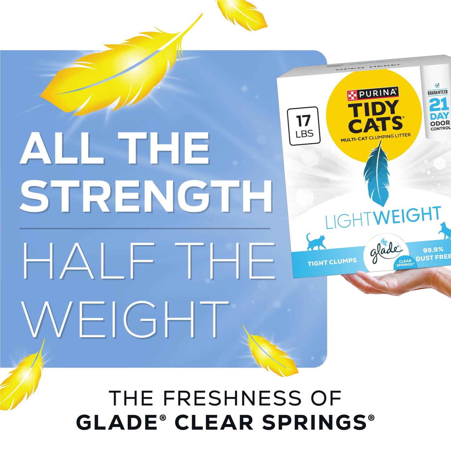 Purina Tidy Cats LightWeight With Glade Clear Springs Multi-Cat, Clumping, Low Dust, Scented Cat litter - 17 lb. Box