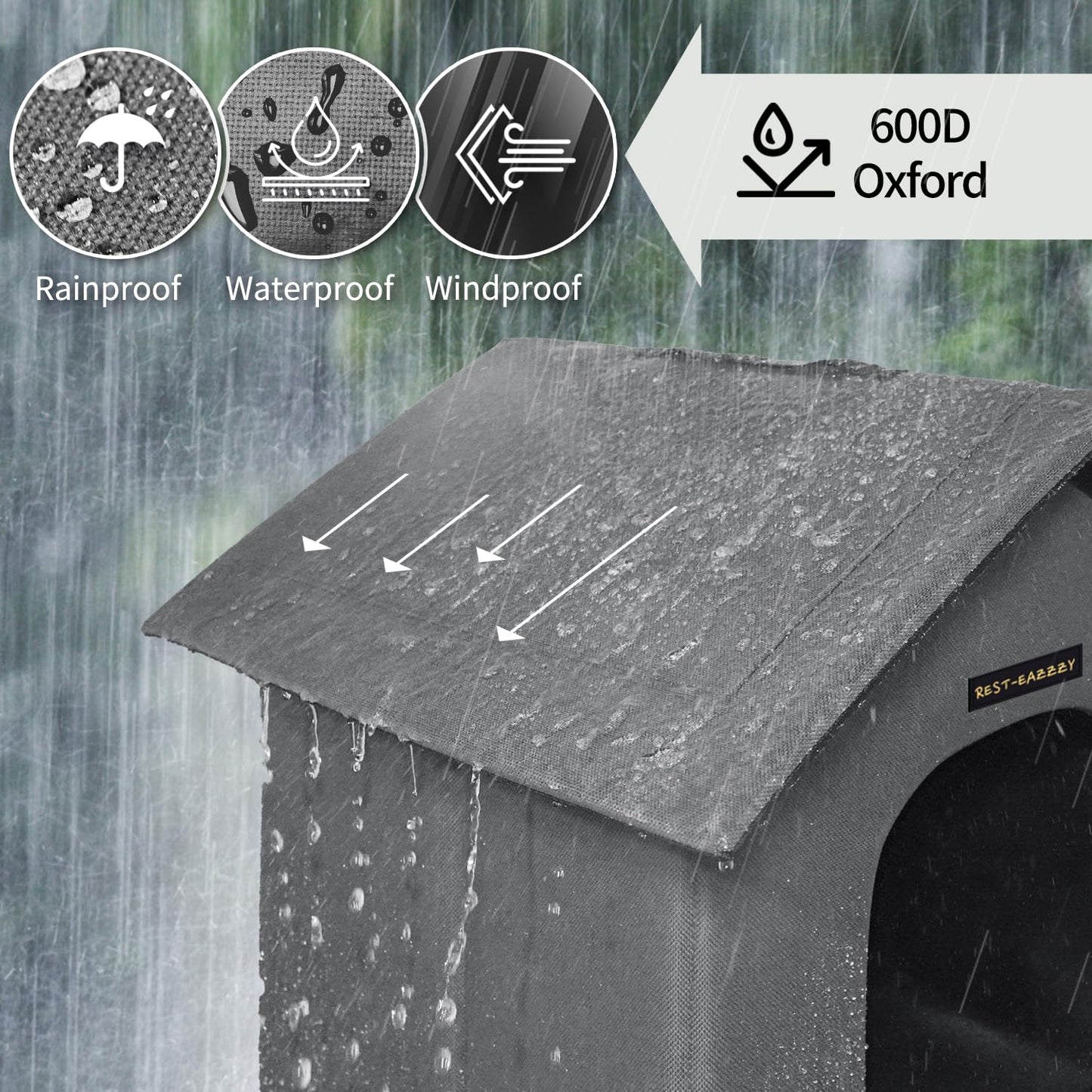 Rest-Eazzzy Outdoor Cat House, Feral Cat House Insulated with Mat and Clip, Weatherproof and Insulated, Cat Beds for Cats Kittens Puppies, Never Blow Away (Grey, M 13" X 17" X 20")