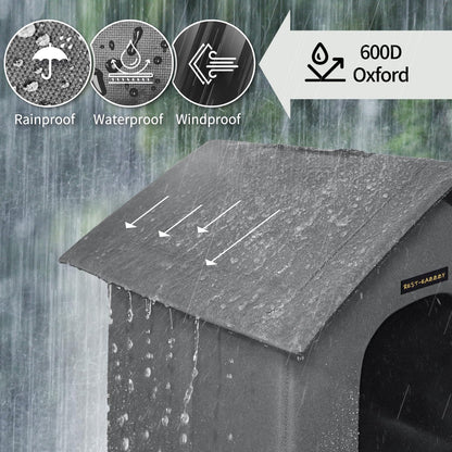 Rest-Eazzzy Outdoor Cat House, Feral Cat House Insulated with Mat and Clip, Weatherproof and Insulated, Cat Beds for Cats Kittens Puppies, Never Blow Away (Grey, M 13" X 17" X 20")