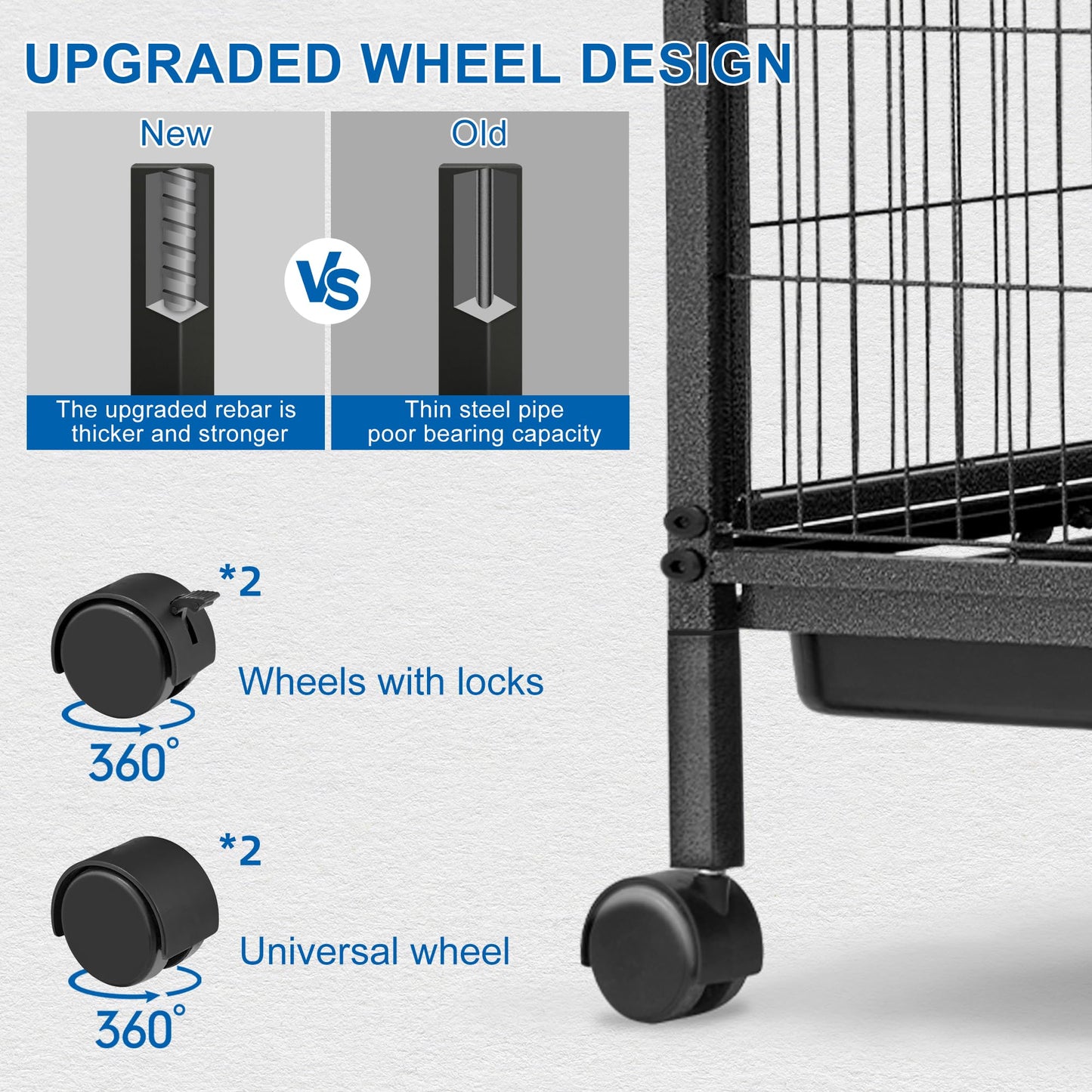 HABUTWAY 50''H Metal Small Animal Cages, Rolling Chinchilla Cage with Removable Ramps, Lagre Critter Nation Cage for Chinchillas/Guinea Pigs/Rabbit, Ferret Cages with Hammock & 5 Tiers, Black