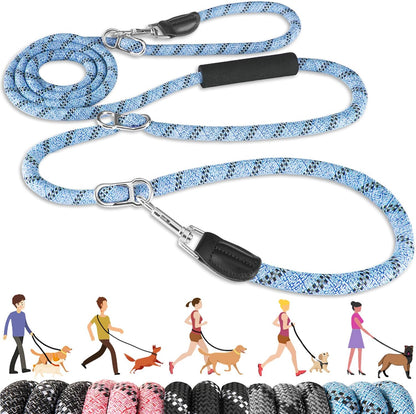 Lukovee Hands Free Dog Leash, 10FT Adjustable Dog Training Leash 1/2 Inch Nylon Heavy Duty Lead No Pull for Large Medium Dogs, Tangle Free Reflective Waist Leash for Dog Walking Running, Blue