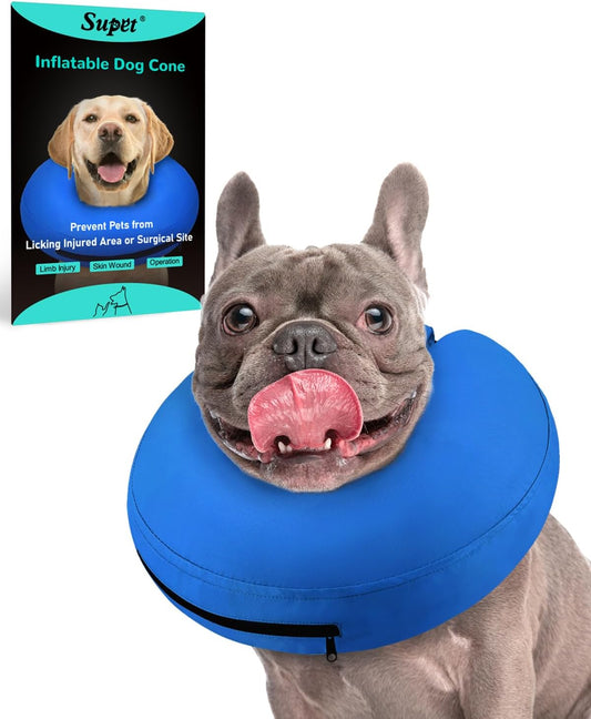 Supet Inflatable Dog Cone Collar Alternative after Surgery, Dog Neck Donut Collar Recovery E Collar to Stop Licking, Soft Dog Cone for Small Medium Large Dogs