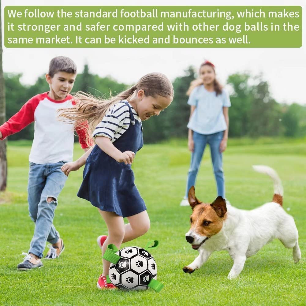 Dog Soccer Ball Football Basketball Set - 3 PCS Dog Balls with Strap for Tug of War, Soccer Ball Football Toys for Small Medium Large Dogs, Herding Ball for Dogs, Dog Birthday Toy