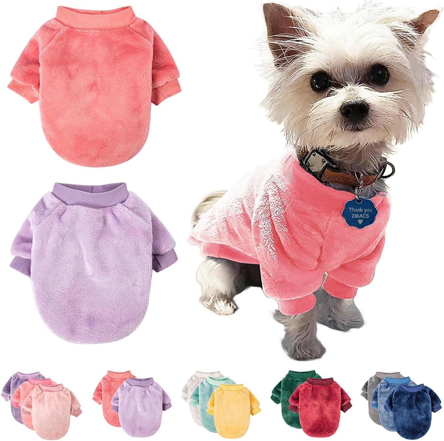 Fabricastle Dog Sweater, 2 Count, Dog Clothes, Dog Coat, Dog Jacket for Small or Medium Dogs Boy or Girl, Ultra Soft and Warm Cat Pet Sweaters (X-Small, Pink,Light Purple)