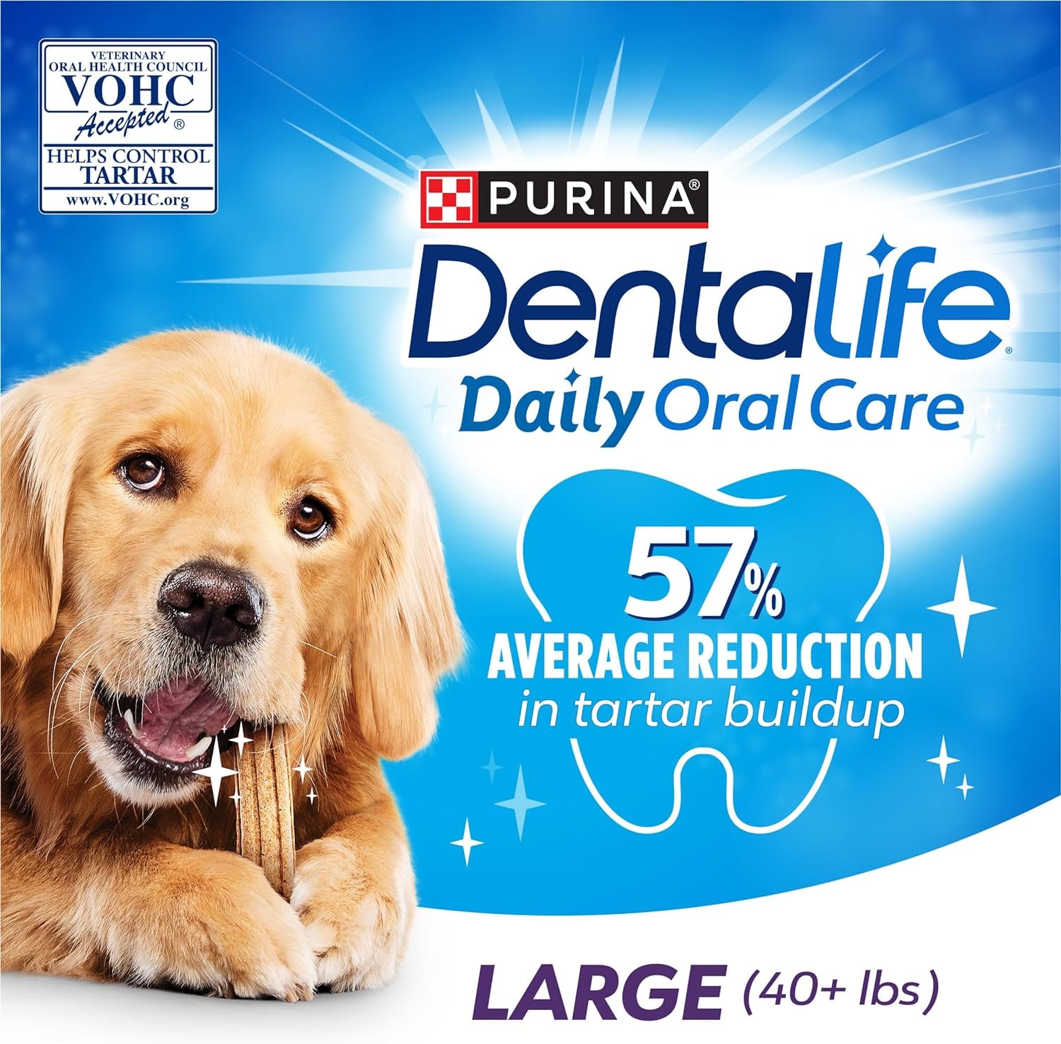 Purina Dentalife Made in USA Facilities Large Dog Dental Chews, Daily - 30 Ct. Pouch