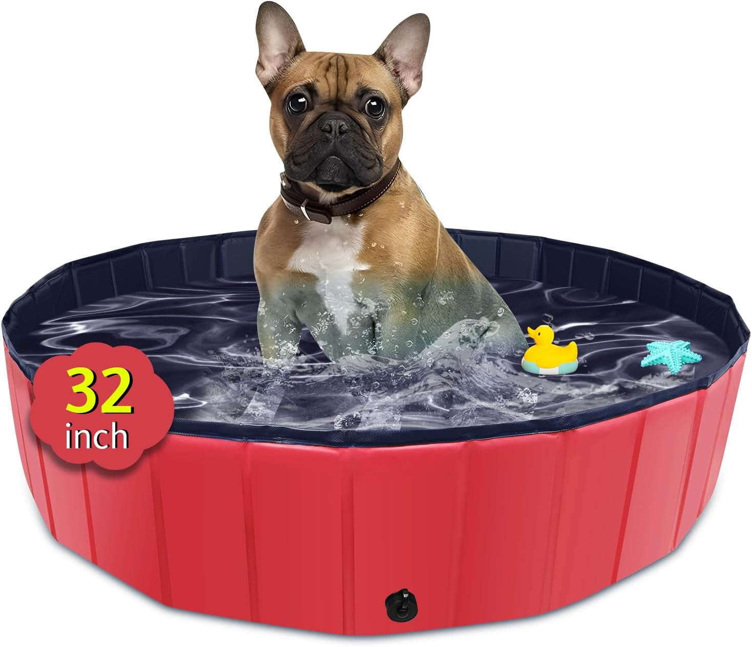 Foldable Dog Pool, 79" X 14" Large Kiddie Pool with Hard Plastic, Non-Slip Dog Bath Tub for Outdoor Backyard, Collapsible Dog Swimming Pool for Kids Dogs Pets (Blue)