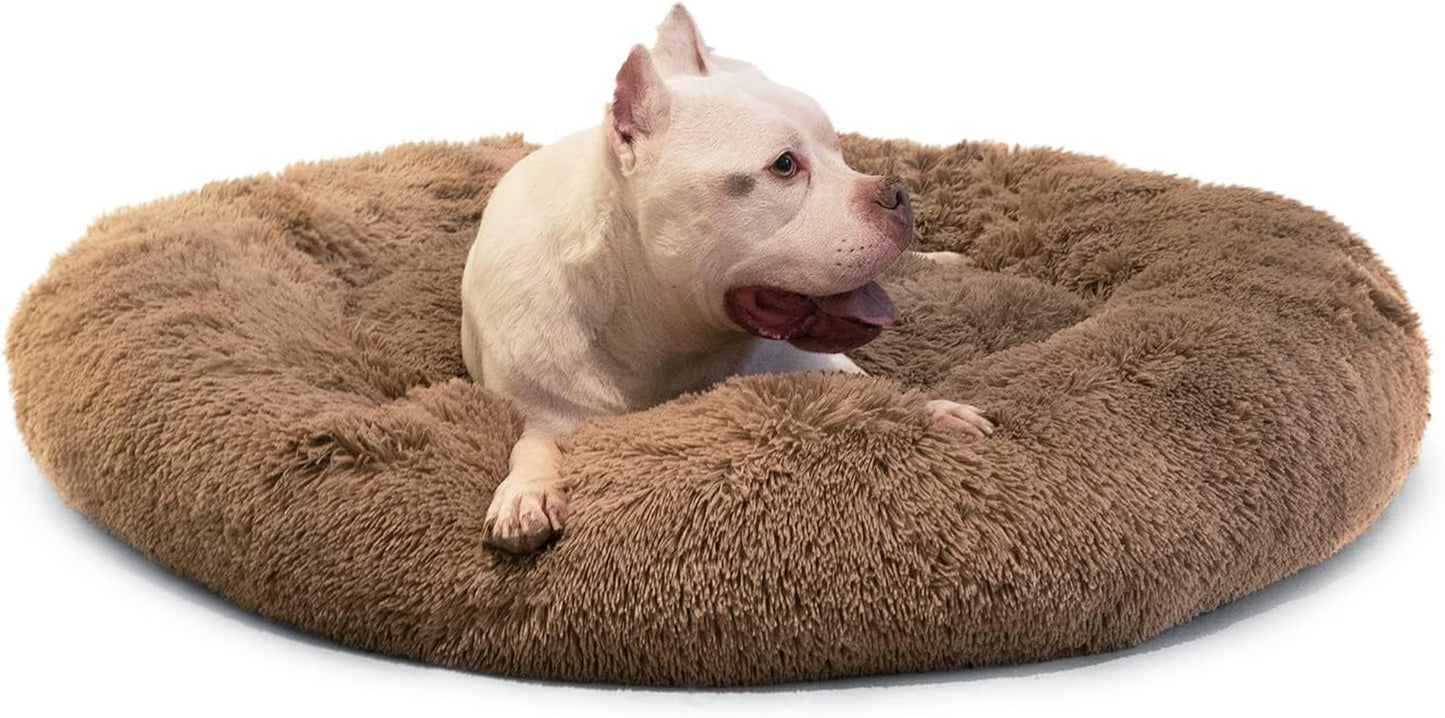 Jumbo Dog Beds for Extra Large Dogs with Washable Removable Cover round Jumbo plus Browm Pet Bed Orthopedic for Large Breed Dogs 150 Lbs Self Warming