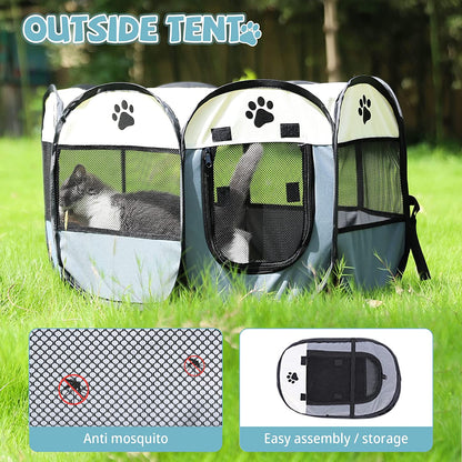 Portable Pet Playpen, Dog Playpen Foldable Pet Exercise Pen Tents Dog House Playground for Puppy Dog/Cat Indoor Outdoor Travel Camping Use