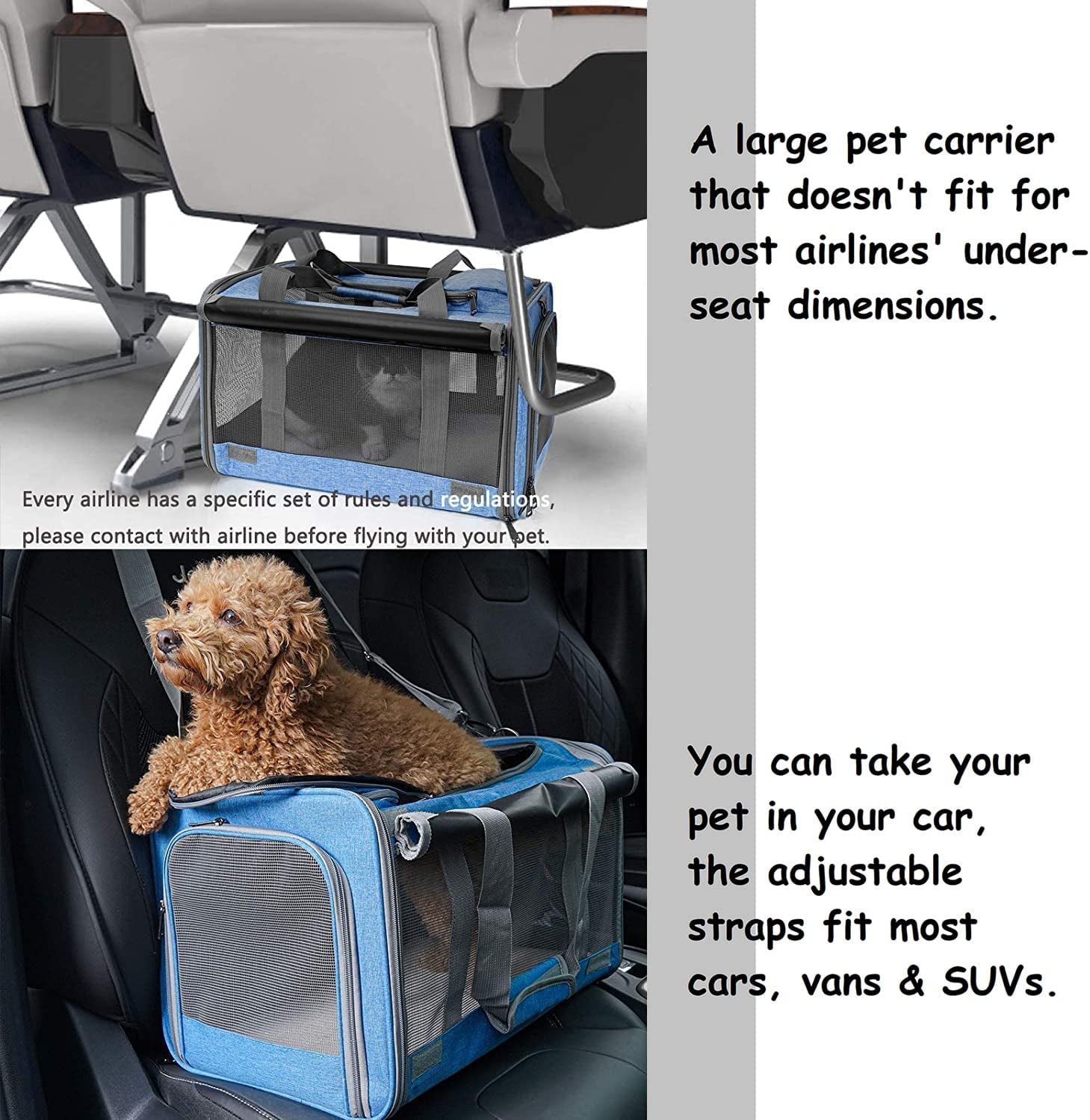 Pet Carrier for Large and Medium Cats, Soft-Sided Pet Carrier for Big Medium Cats and Puppy, Dog Carriers Cat Carriers Pet Privacy Protection Travel Carriers