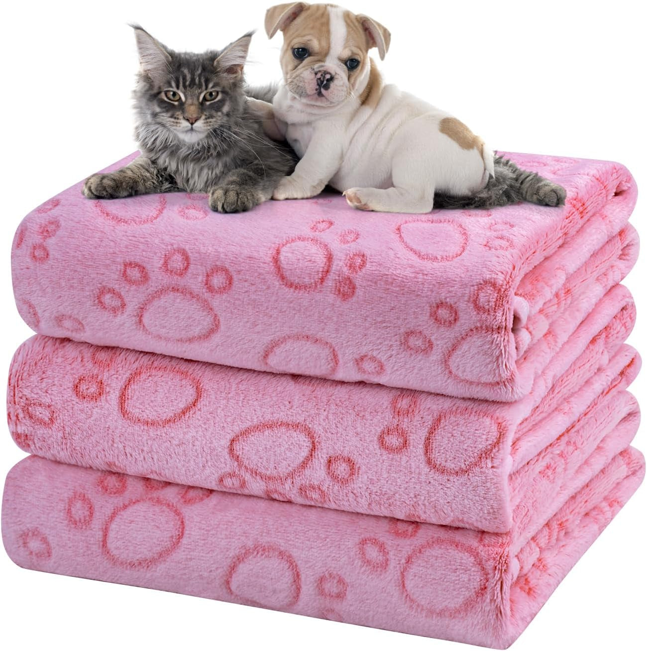 Dono 1 Pack 3 Dog Blankets, Soft Fluffy Fleece Pet Blanket Warm Sleep Mat Paw Print Design Puppy Kitten Throw Blanket Doggy Mat, Blanket for Dogs