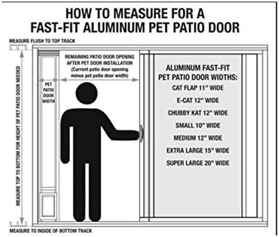 Ideal Pet Products Aluminum Pet Patio Door, Adjustable Height 77-5/8" to 80-3/8", 10-1/2" X 15" Flap Size, White