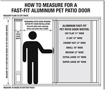 Ideal Pet Products Aluminum Pet Patio Door, Adjustable Height 77-5/8" to 80-3/8", 15" X 20" Flap Size, Mill/Silver