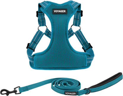 Best Pet Supplies Voyager Adjustable Dog Harness Leash Set with Reflective Stripes for Walking Heavy-Duty Full Body No Pull Vest with Leash D-Ring, Breathable All-Weather - Harness (Turquoise), M