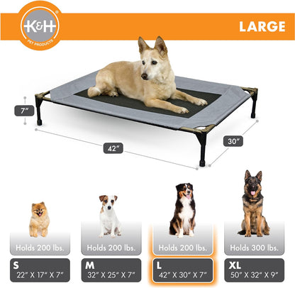 K&H Pet Products Cooling Elevated Dog Bed Outdoor Raised Dog Bed with Washable Breathable Mesh, Dog Cot Bed No-Slip Rubber Feet, Portable Dog Cot Indoor Outdoor Dog Bed, X-Large Chocolate/Black Mesh