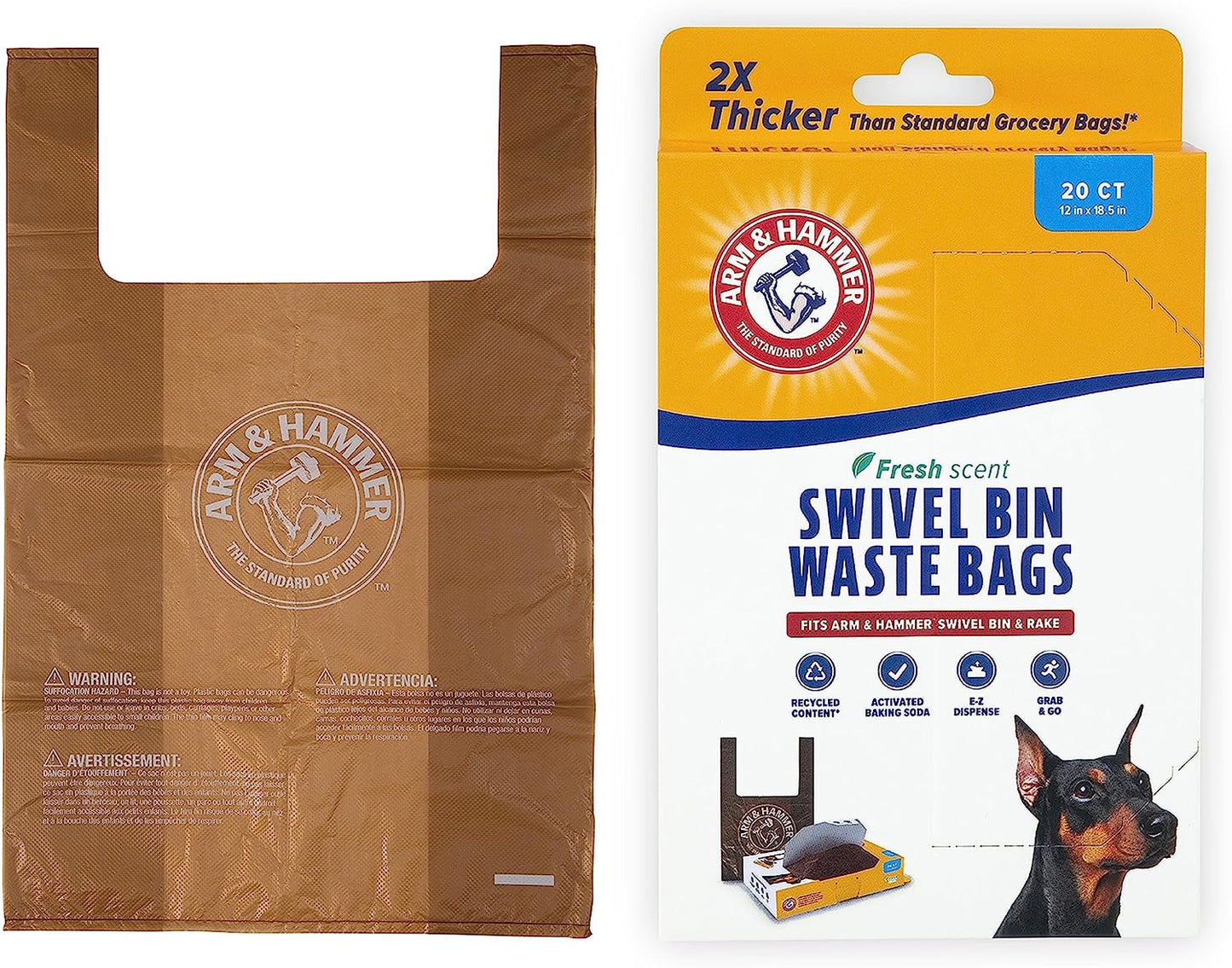 Petmate Heavy Duty Pet Waste Bags for Swivel Bin & Rake Dog Pooper Scooper, 20 Count Refill Bags (Packaging May Vary)