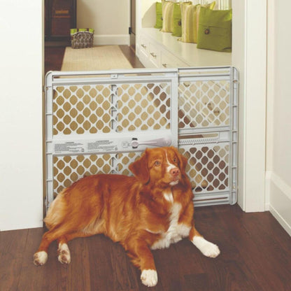 MYPET North States Universal Pet Gate: 26” - 42” Wide Dog Gate. Use as Pressure Mounted Gate or Swinging Door with Included Hardware. Dog Gates for Doorways, 26" Tall, Gray