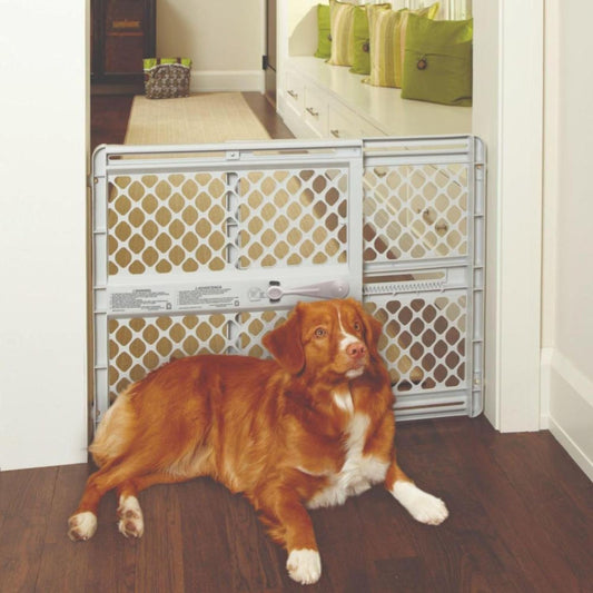 MYPET North States Universal Pet Gate: 26” - 42” Wide Dog Gate. Use as Pressure Mounted Gate or Swinging Door with Included Hardware. Dog Gates for Doorways, 26" Tall, Gray