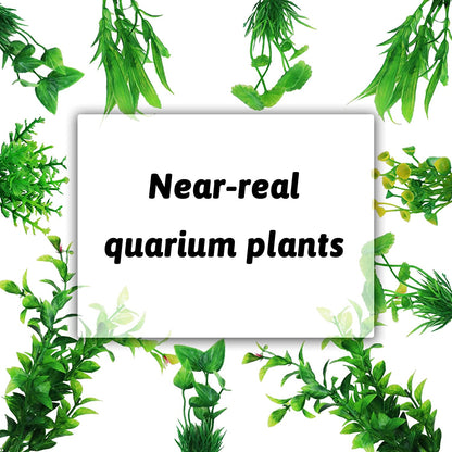 Fish Tank Accessories Green Plants, 10pcs Green Fish Tank Decorations, Aquarium Decor Plastic Plants