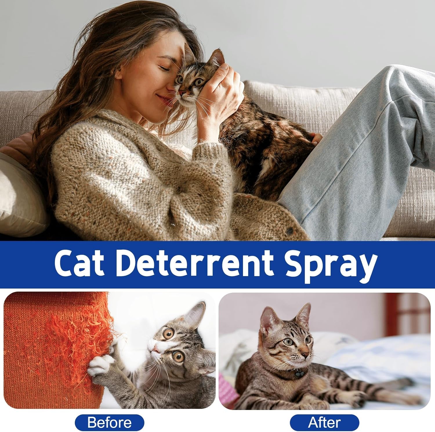 Cat Deterrent Spray. Cat Repellent Indoor for Cat and Kitten. Effective Cat Repellent Spray Training Aid for Furniture, Curtain, Sofa, Floor, Plant and More. Safe for Indoor & Outdoor Use. 120ML