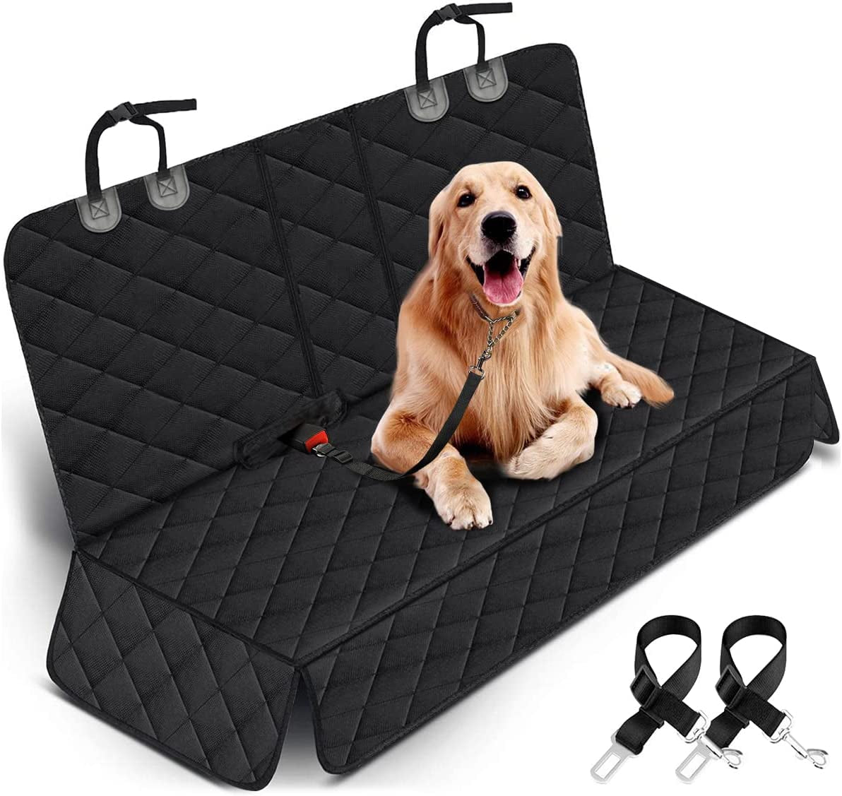 Dog Car Seat Cover, Back Seat Cover for Dogs Pet Car Seat Protector Waterproof Bench Car Seat Cover, Non-Slip Reat Seat Cover Fits Middle Armrest for Most Cars Trucks Suvs - Black