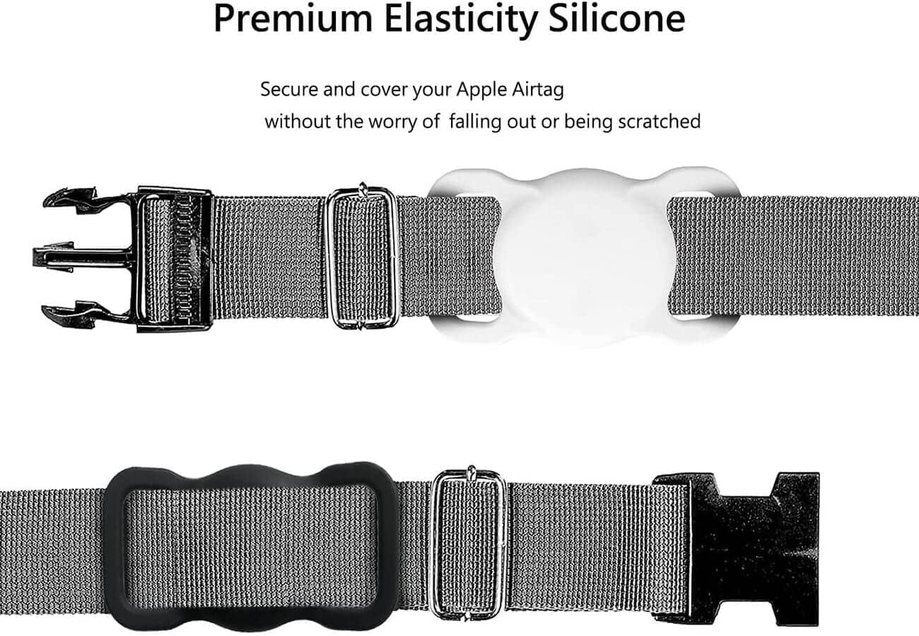 SWINCHO Airtag Dog Collar Holder(2 Pack) for Apple Airtag Anti-Lost Silicone Air Tag Holder Cat Collar (Midnight Blue&Black)