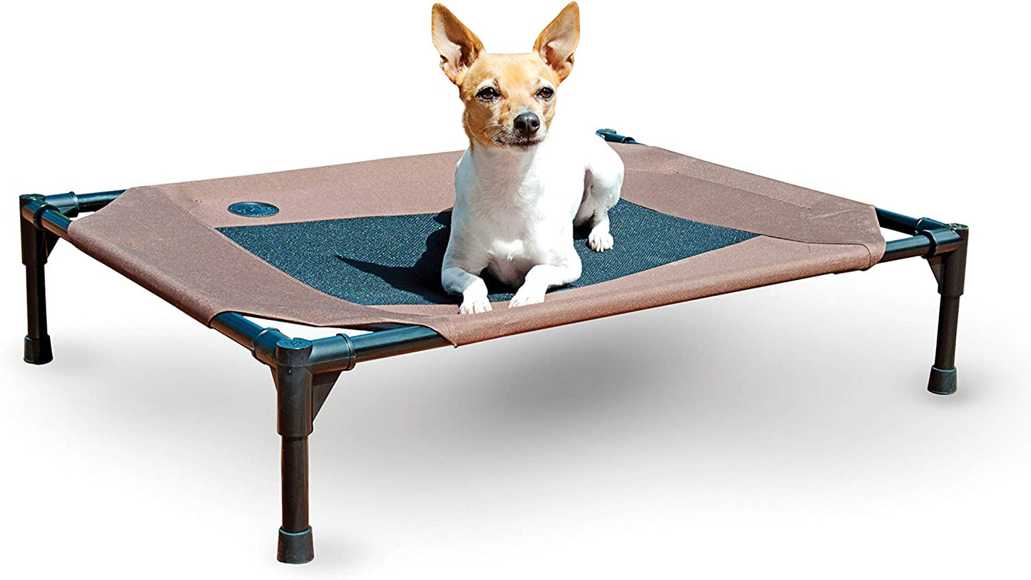 K&H Pet Products Raised Cooling Outdoor Dog Bed, Portable Elevated Dog Bed, Washable Mesh Pet Camping Gear, Heavy Duty Metal Frame Cat Hammock Bed, inside outside Dog Cot Bed, Medium Chocolate/Black