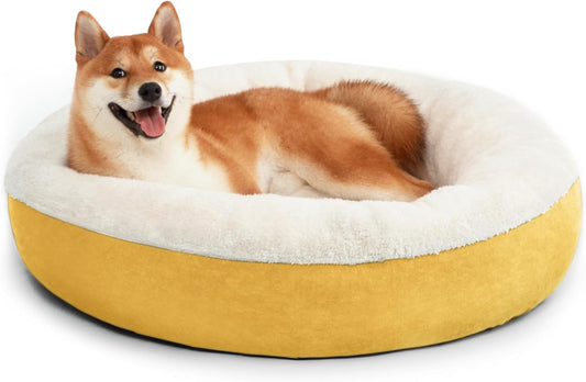 Love'S Cabin Donut Pet Bed Mat, 30In, Yellow, for Dogs, Soft, Durable, Anti-Slip, Water-Resistant, Washable