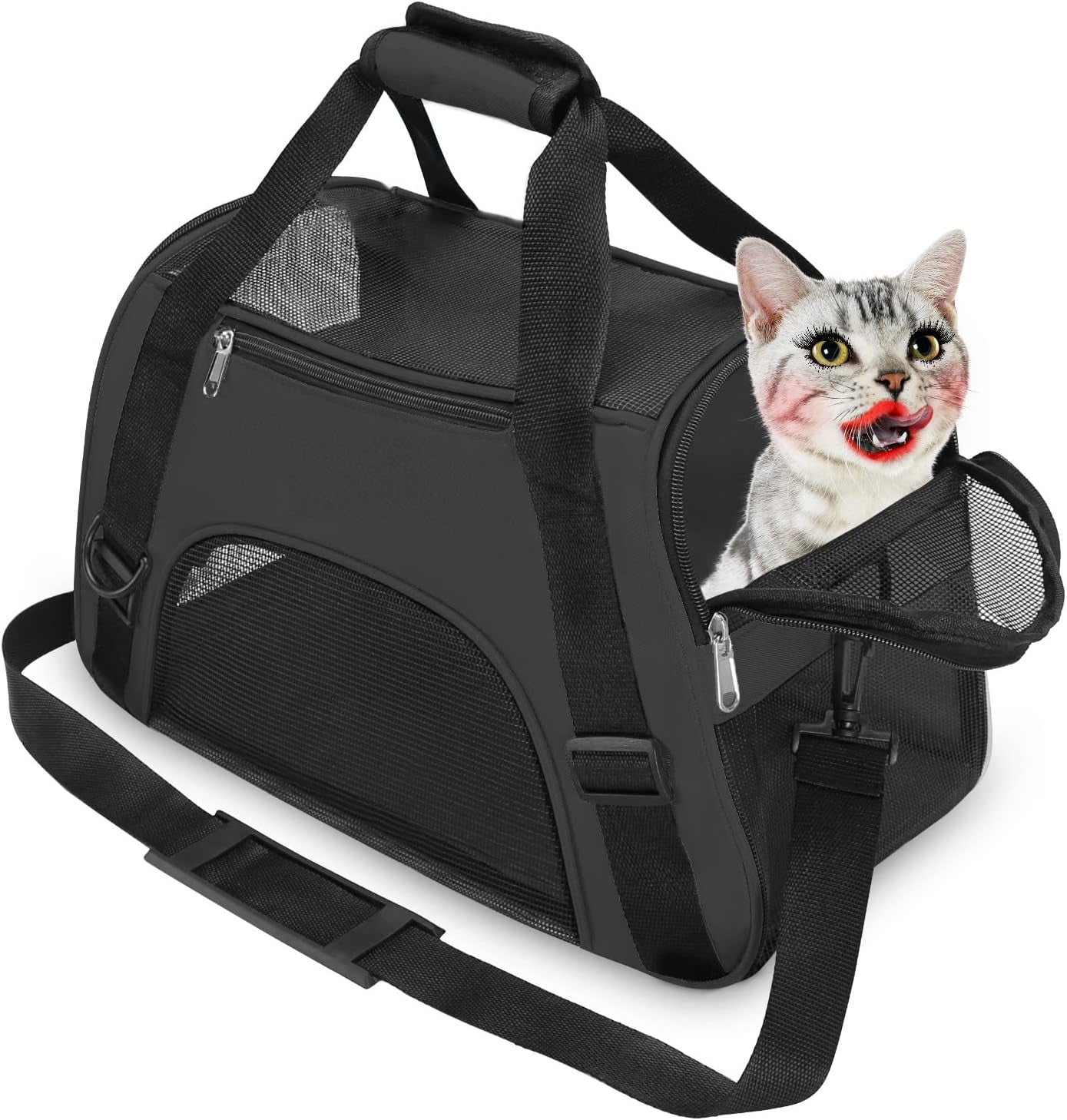 Cat Carrier Airline Approved Pet Carrier,Soft-Sided Pet Travel Carrier for Cats Dogs Puppy Comfort Portable Foldable Pet Bag,Airline Approved