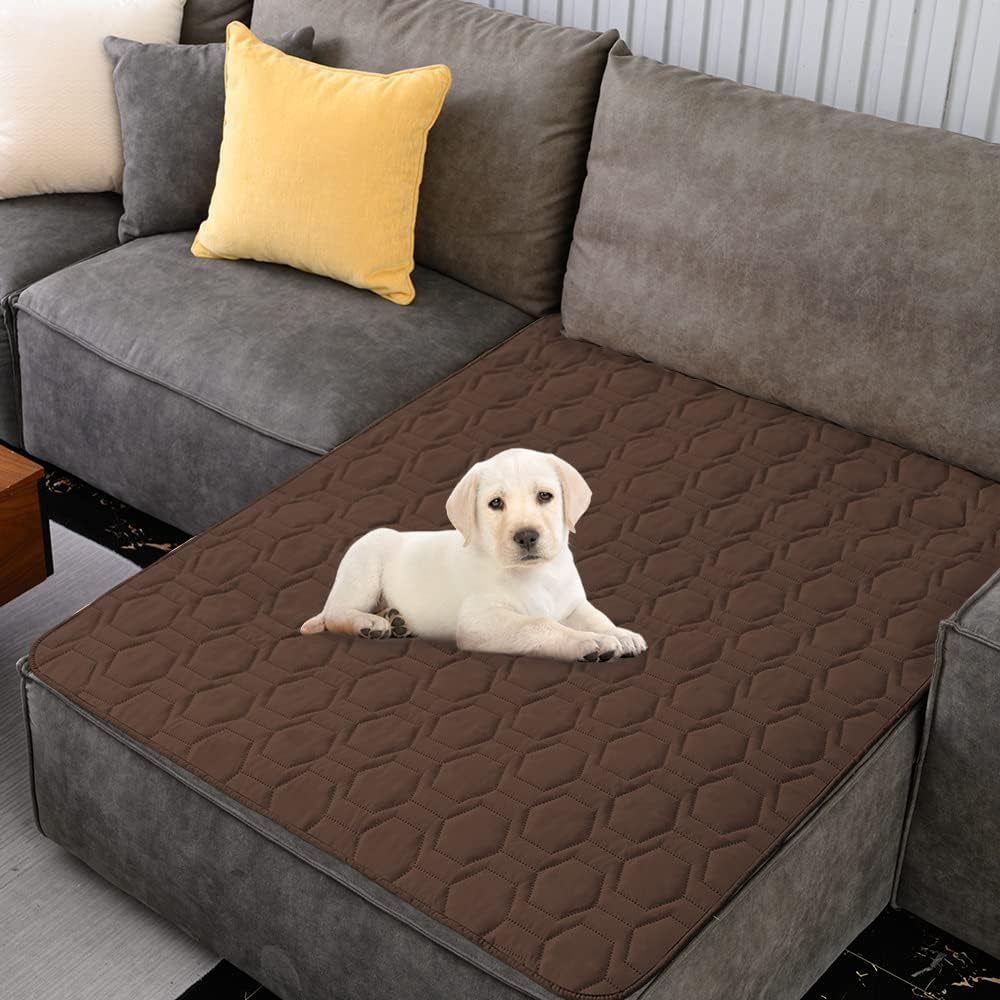 Waterproof and Anti-Slip Dog Bed Cover and Pet Blanket Sofa Pet Bed Mat ，Car Incontinence Mattress Protectors Furniture Couch Cover for Most Cats Dogs, Pets<40X50-Chocolate>