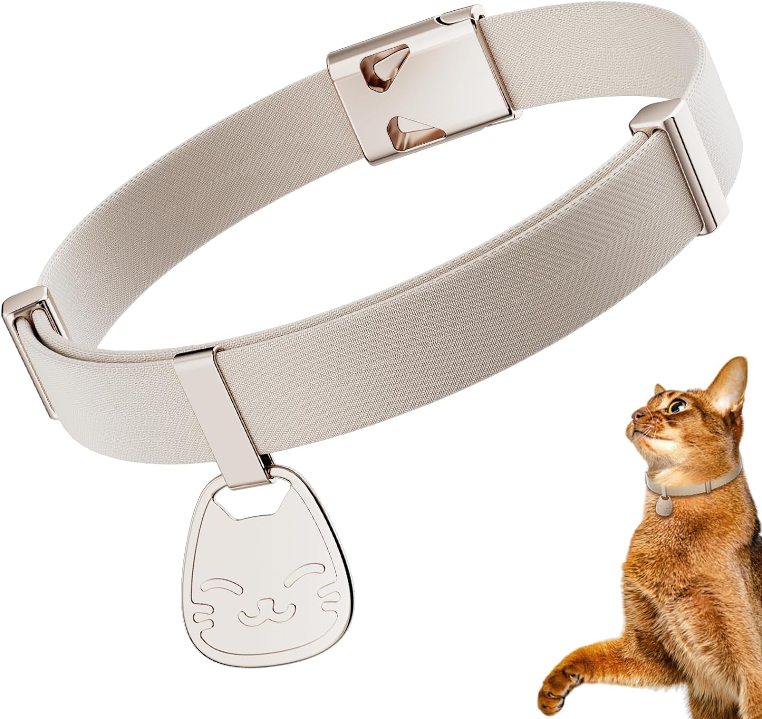 Cat Collar with Name Tag Breakaway: Kitten Collars with QR Code ID Tag for Girl Boy Cats, Ultra Soft & Elastic Adjustable (6"-12") Cat Collar with Break Away Safety Buckle, Iridescent