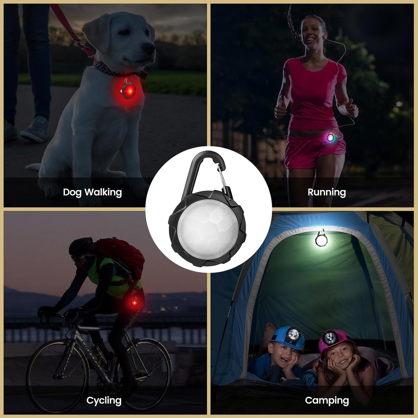 4 Modes Dog Collar Light, 2 Pack Dog Light for Night Walking Rechargeable Dog Light with Clip on IP68 Waterproof Dog Walking Light for Climbing, Camping, Cycling, Running