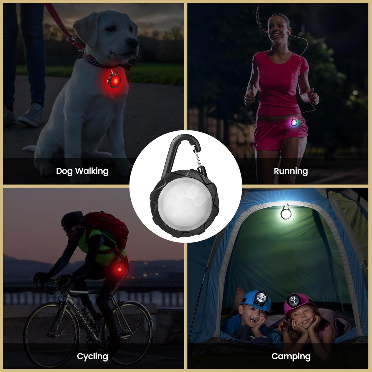 4 Modes Dog Collar Light, 2 Pack Dog Light for Night Walking Rechargeable Dog Light with Clip on IP68 Waterproof Dog Walking Light for Climbing, Camping, Cycling, Running