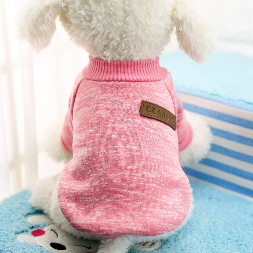 Idepet Pet Dog Classic Sweater, Soft Fleece Coat for Small,Medium Dog,Warm Pet Dog Cat Clothes,Soft Puppy Customes 2 Color (XXL, Pink)