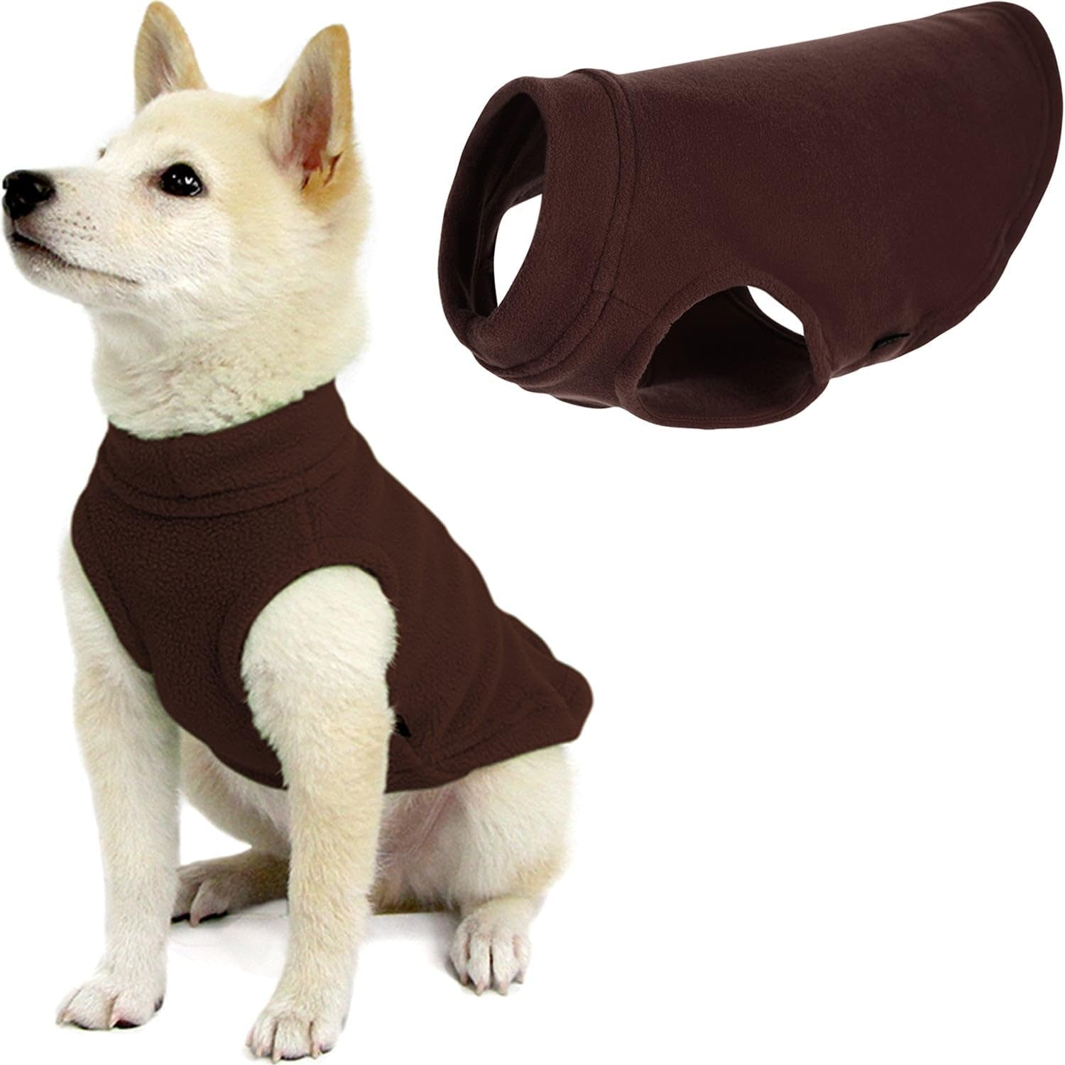 Gooby Stretch Fleece Vest Dog Sweater - Brown, X-Small - Warm Pullover Fleece Dog Jacket - Winter Dog Clothes for Small Dogs Boy or Girl - Dog Sweaters for Small Dogs to Dog Sweaters for Large Dogs