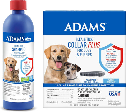 Adams plus Shampoo 12 Oz. + Flea & Tick Collar